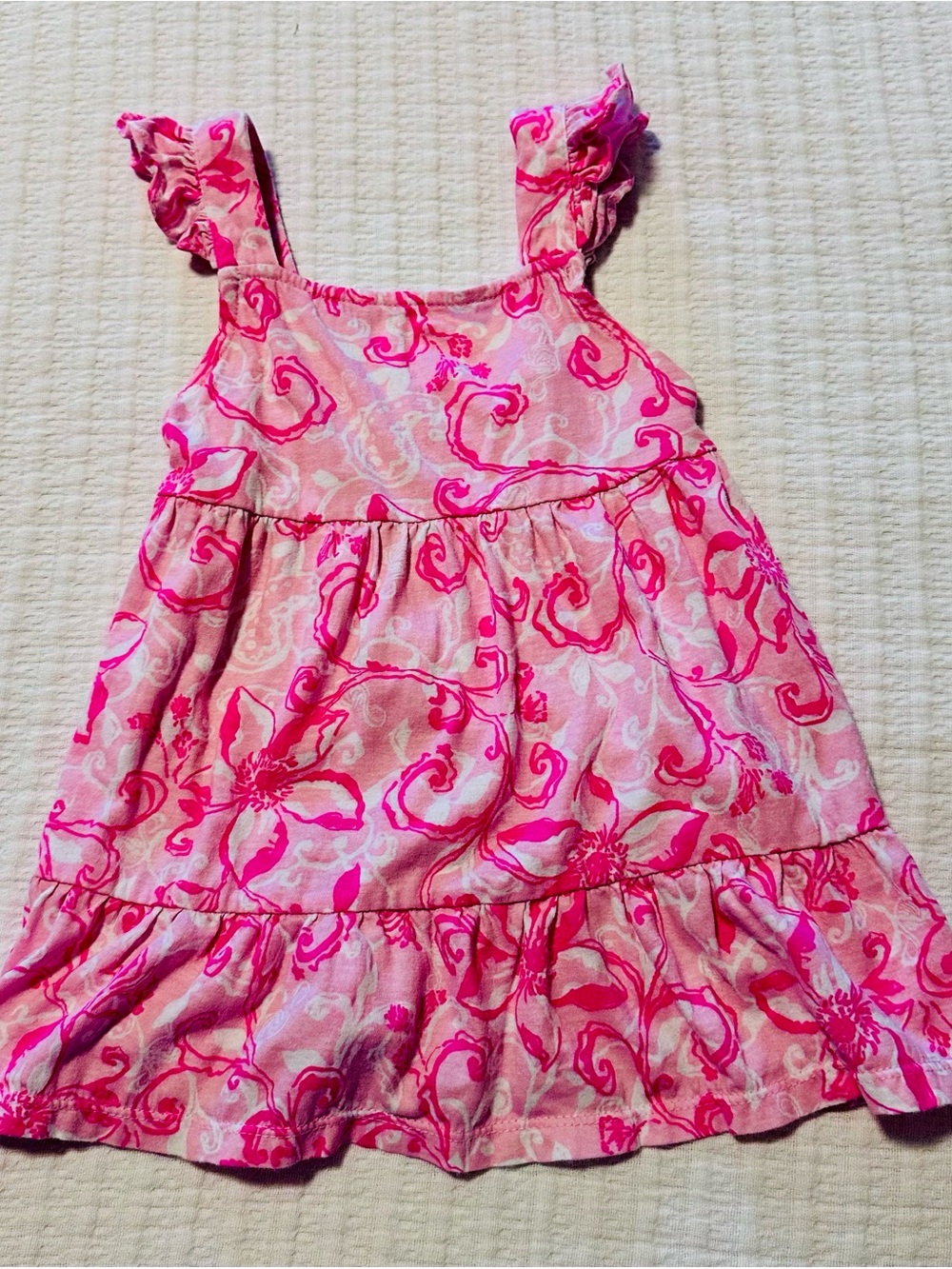 Lilly Pulitzer Pink & Fuchsia Floral Ruffle Strap Dress